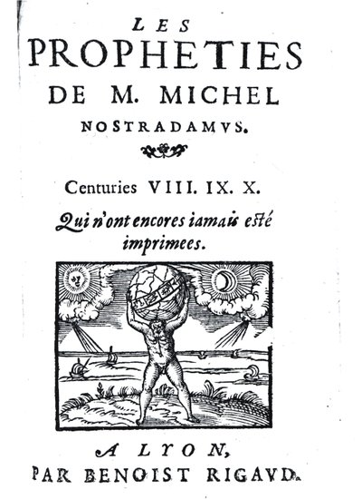 Frontyspis do Proroctw M. Michela Nostradamusa, wyd. Benoist Rigaud, 1568 autorstwa French School