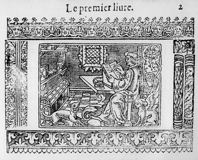 Frontyspis do pierwszej księgi Utopii autorstwa Thomasa More (1478-1535) autorstwa French School