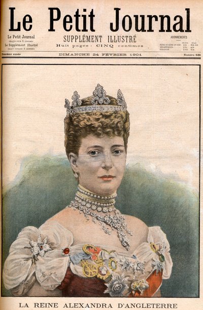 Strona tytułowa francuskiej gazety królowej Aleksandry Anglii (1844-1925) żony króla Edwarda VII „Le Petit Journal” 24 lutego autorstwa French School
