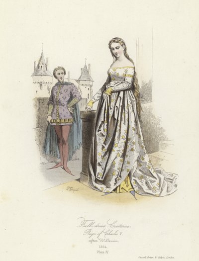 Pełny strój z czasów panowania Karola V Francji autorstwa French School