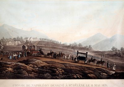 Konwój Funebre od Napoleona I (1769-1821) do Sainte Helene 8.05.1821 r. Rycina ok. 1830 r. Ile d