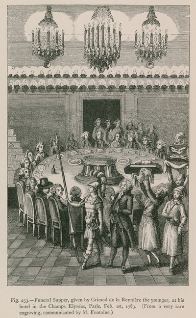 Wieczerza żałobna wydana przez Grimod de la Reyniere Młodszego w jego hotelu na Polach Elizejskich, Paryż, 1 lutego 1783 r. autorstwa French School