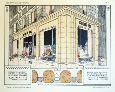Kuśnierz, płyta 9, ilustracja z Devantures de Boutiques autorstwa Louis-Pierre Sezille, Paryż, 1927 autorstwa French School