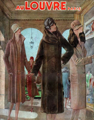 Futra rue de Rivoli, Paryż. 1928 (grawerowanie) autorstwa French School