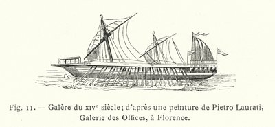 XIV-wieczna kuchnia; wg obrazu Pietro Lauratiego, Galeria Uffizi, Florencja (grafika) autorstwa French School