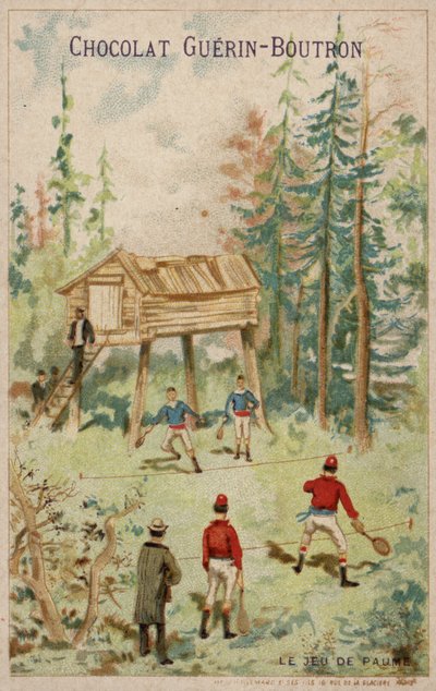 Gra w tenisa (chromolitho) autorstwa French School