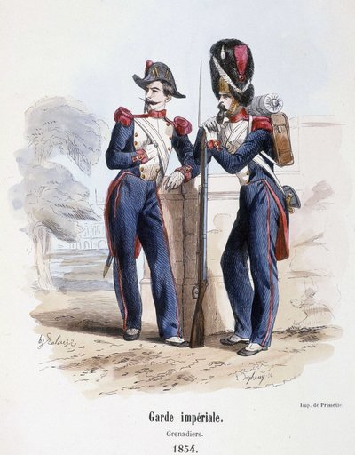 Gwardia Cesarska: Grenadierzy (1854) - w „Historii armii” wyd. Fryzjer, Paryż autorstwa French School