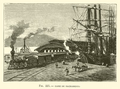 Gare de Sacramento (grawerowanie) autorstwa French School