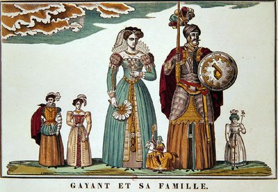 Gayant i jego rodzina, Imagerie de Lille (kolor lito) autorstwa French School