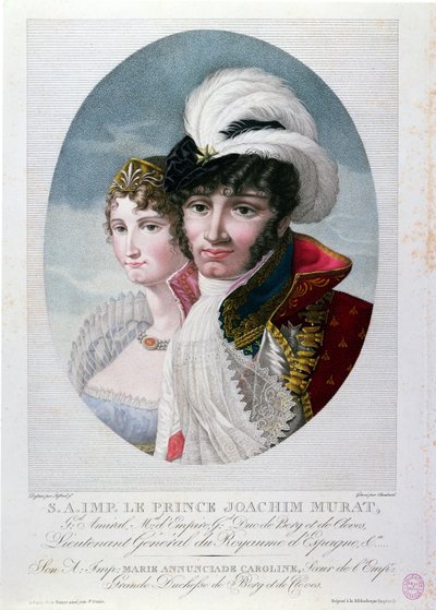 Generał Joachim Murat (ok. 1767-1815) i jego żona Caroline Bonaparte (1782-1839) autorstwa French School