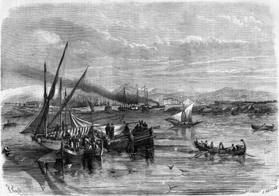 Ogólny widok na Piree, port Athenes autorstwa French School