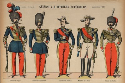 Generałowie i starsi oficerowie armii francuskiej (kolorowy grawerunek) autorstwa French School