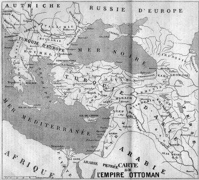 Mapa geograficzna Imperium Osmańskiego w 1860 r. Grawerowanie w „”Le Monde Illustré””n°173 z 4 sierpnia 1860 r. autorstwa French School