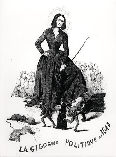 George Sand, bocian polityczny, z „Le Monde Illustre” autorstwa French School