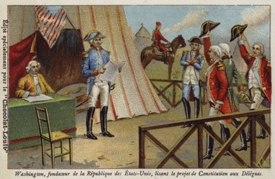 George Washington czyta projekt Konstytucji Stanów Zjednoczonych delegatom autorstwa French School