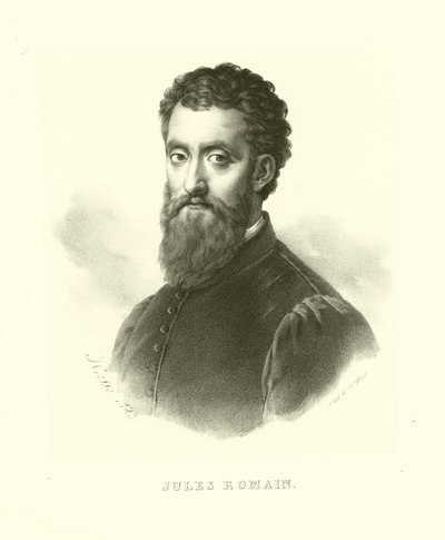 Giulio Romano, znany również jako Giulio Pippi, portret (rycina) autorstwa French School