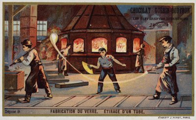 Produkcja szkła. Wyciąganie tuby (chromolitho) autorstwa French School