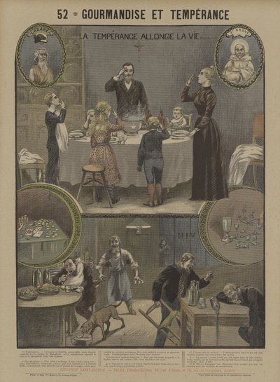 Obżarstwo i wstrzemięźliwość (kolor lito) autorstwa French School