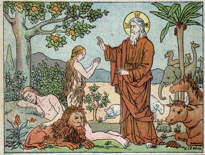 Bóg: 6 dzień stworzenia - w „Świętej historii w 120 obrazach”, wyd. Maison de la Bonne Presse w Paryżu autorstwa French School