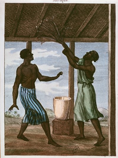 Czarny z Gold Coast konsultuje się ze swoim przeznaczeniem, 1812 (kolorowy grawer) autorstwa French School