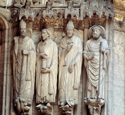 Sztuka gotycka: „”przedstawienie św. Marcina, św. Hieronima, św. Grzegorza I i św. autorstwa French School