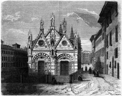 Architektura gotycka: widok zewnętrzny kościoła Santa Maria della Spina (XIII w.-XIV w.) w Pizie (Piza), Włochy autorstwa French School