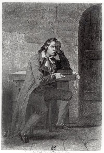 Gracchus Babeuf (1760-97) dźgający się (grawerowanie) (zdjęcie czarno-białe) autorstwa French School