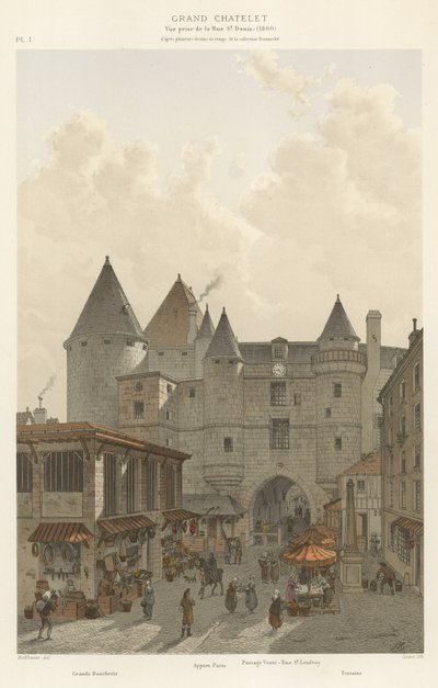 Grand Chatelet, Widok z Rue St Denis, 1800 autorstwa French School