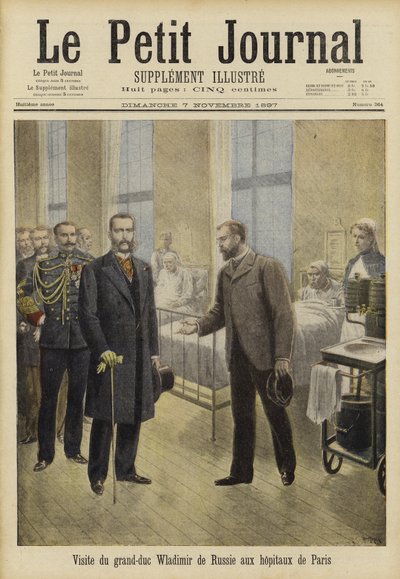 Wielki Książę Władimir Rosji odwiedzający paryskie szpitale, 1897 autorstwa French School