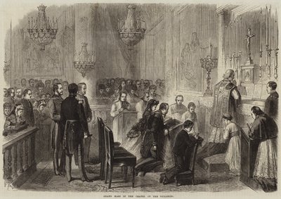 Wielka Msza w Kaplicy Tuileries (grafika) autorstwa French School
