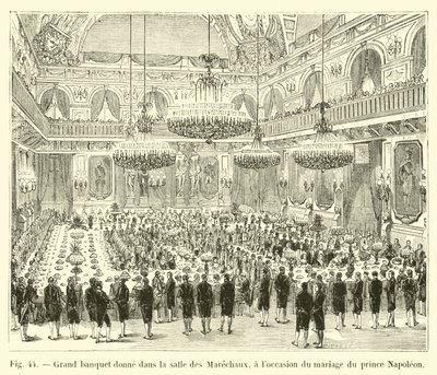 Uroczysty bankiet wydany w Salle des Marechaux z okazji ślubu księcia Napoleona autorstwa French School