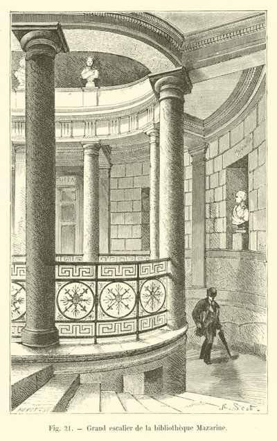 Wielkie schody biblioteki Mazarine autorstwa French School