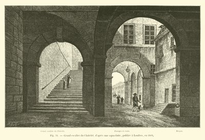 Wielkie schody Chatelet, po akwatincie, opublikowane w Londynie w 1809 r. autorstwa French School