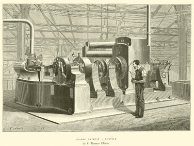 Grande Machine a Lumiere de M Thomas Edison (grawerowanie) autorstwa French School