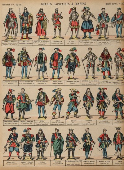 Wspaniałe figurki wojskowe (kolorowy grawerunek) autorstwa French School