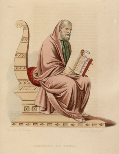 Gregoire de Tours (kolorowy grawerunek) autorstwa French School