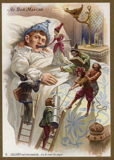 Guliwer jest bardzo chory. cierpi na tęsknotę za domem (chromolitho) autorstwa French School