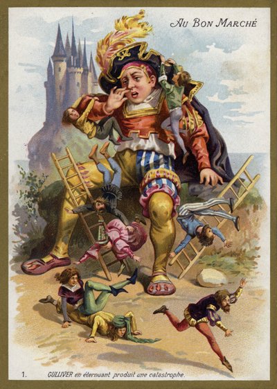 Guliwer kicha i powoduje katastrofę (chromolitho) autorstwa French School