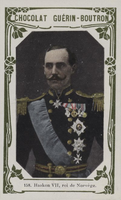 Haakon VII, roi de Norvege (coloured photo) autorstwa French School
