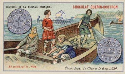 Pół deniera Karola Grubego, 884 (chromolitho) autorstwa French School