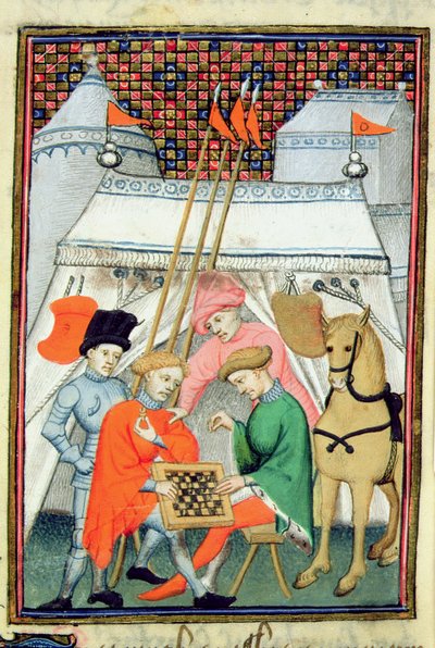 Harley 4431 f.133 Ulisses grający w szachy, kopia paryska, ok.1410-15 (welum) autorstwa French School