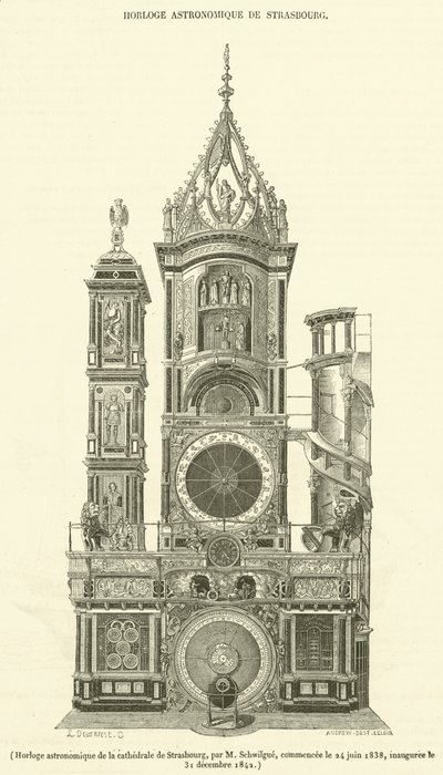 Zegar astronomiczny katedry w Strasburgu (rycina) autorstwa French School