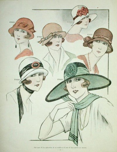 Kapelusze dla kobiet z „La Veritable Mode Francaise de Paris” autorstwa French School