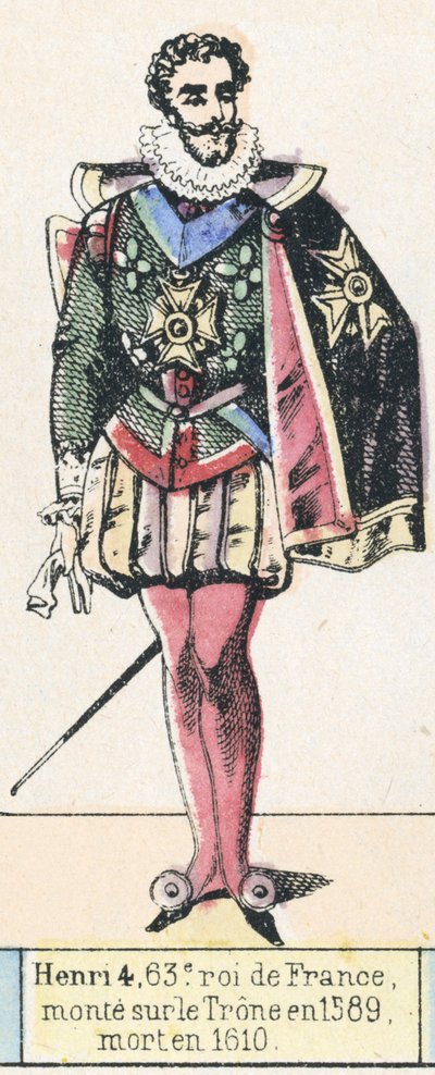 Henryk 4, 63. król Francji, wstąpił na tron ​​w 1589, zmarł w 1610 (kolorowa rycina) autorstwa French School