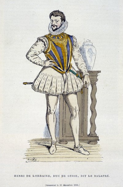 Henri de Lorraine, książę de Guise, dit le Balafré (1550 - 1588) - w "Francja i Francuzi na przestrzeni wieków" Augustina autorstwa French School