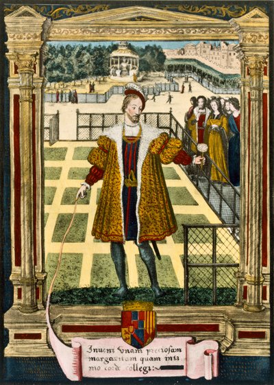 Henryk dAlbret (1503-55), król Nawarry przedstawiający Marguerite kwiat Marguerite, siostrze króla Franciszka I, którego poślubił w 1527 roku autorstwa French School