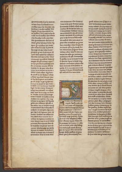 Pustelnik piszący przy biurku, z „Estoire del Saint Graal, La Queste del Saint Graal, Morte Artu”, ok. 1315-25 (atrament na pergaminie) autorstwa French School