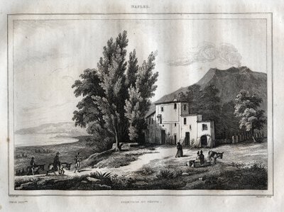 Pustelnia Wezuwiusza - ERMITAGE DU VESUVE NEAPOL WŁOCHY - Wezuwiusz Grawerowanie z „” Malownicze Włochy” – Historyczne i opisowe malarstwo Włoch” M. de Norvins, Ch. Nodier 1834-1836. autorstwa French School