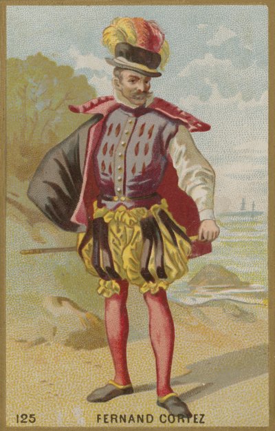 Hernan Cortes, hiszpański zdobywca autorstwa French School