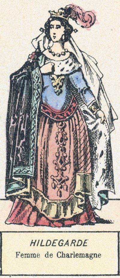 Hildegarda, żona Karola Wielkiego (kolorowy grawerunek) autorstwa French School